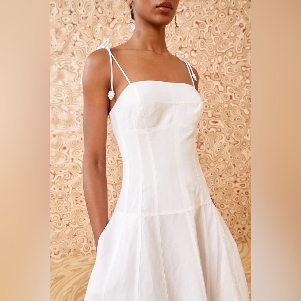 Ulla Johnson White Tie-Shoulder Midi Dress